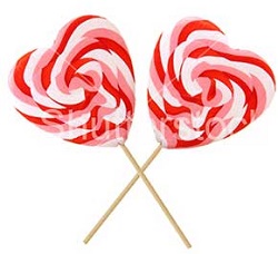 Two heart shaped lollipops